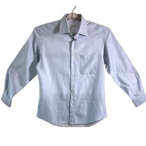 Ermenegildo Zegna Mens Dress Shirt Size 42 / Large Blue 100% Cotton Modern Print